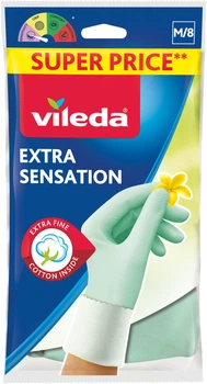 Рукавички латексні для делікатних робіт Vileda Extra Sensation розмір М (4023103073937)