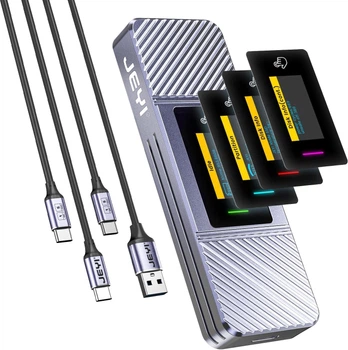 ​Зовнішня кишеня JEYI i9x Touchscreen, RGB, USB 3.2 Gen 2 10Gbps, для M2 2280 NVMe PCIe та NGFF SATA SSD