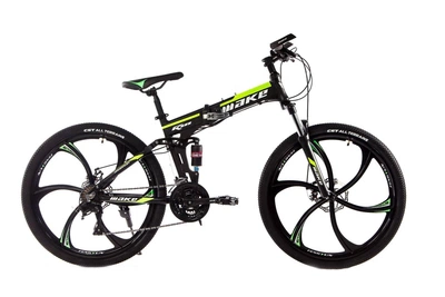 Велосипед Make Bike 26" складной на литых дисках алюминиевая рама 17" Черно-зеленый (FB1CHZ)