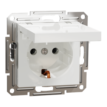 Розетка с ж/к и крышкой ASFORA 71x71x42mm АБС+ПК белый [EPH3170121] Schneider Electric