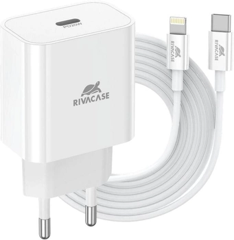 Зарядний пристрій для телефону Rivacase 20W USB-A/USB Type-C Quick Charge 3.0 White (PS4101WD5WHITE)