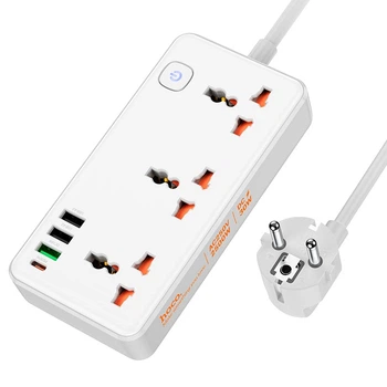 Удленитель сетевой HOCO Storm 3-position socket AC8A |3USB/1Type-C, PD/QC, 3A/30W| белый