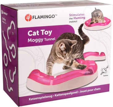 Zabawka interaktywna dla kotów Flamingo Activity Moggy Ball Tunnel 39 x 39 x 7.7 cm Pink (5400585118575)