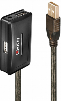 Kabel Lindy Active Extension Hub USB Type-A (wtyczka/gniazdo) 10 m Gold (4002888426350)
