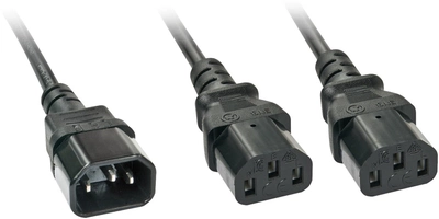 Kabel Lindy Power IEC-C14 - 2 x IEC-C13 2 m Black (4002888300391)