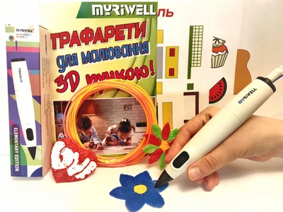 3D-ручка MYRIWELL RP-300B White + 10 метров PCL пластика, и Трафареты от 4 лет!