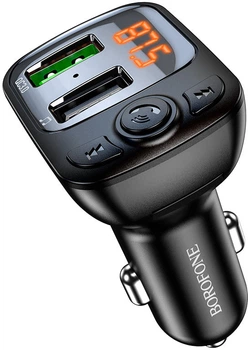 Автомобильный FM модулятор Borofone BC41 18W (QC3.0) порты 2 USB + Bluetooth + Digital Display Black (35023)