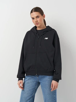 Толстовка на молнии с капюшоном женская New Balance Small Logo WJ41501BK L Черная (197375432038)