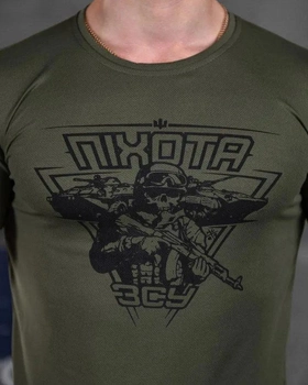Тактична чоловіча потовідвідна футболка Піхота ВСУ M олива (85829)