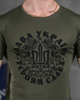 Тактична чоловіча футболка потовідвідна Слава Україні Героям Слава 2XL олива (85830)
