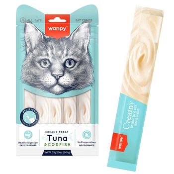Жидкое лакомство для котов Wanpy Creamy Lickable Treats Tuna & Codfish (RA-53)