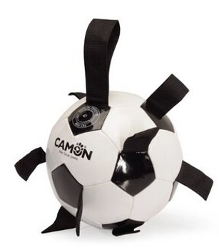 Іграшка для собак Camon Футбольний м'яч з ручками Чорно - білий 21 см (8019808233000)