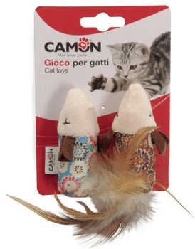 Набір іграшок для котів Camon Cat Toy Квіткові миші з пір'ям 2 шт (8019808211862)
