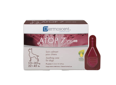 Успокаивающие капли Dermoscent ATOP 7 spot-on при атопии и аллергии кожи собак весом 10-20 кг 4х1.2 мл