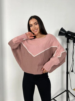 Тонкий женский свитер пудрового цвета 31604 One Size