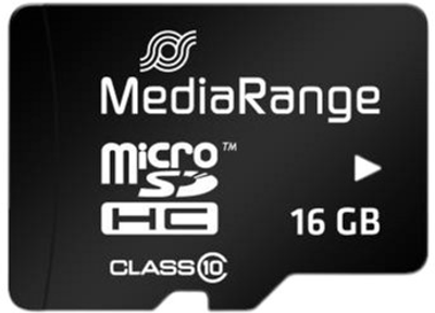Карта пам'яті MediaRange microSDHC 16GB Class 10 + адаптер SD MR958 (4260283113545)