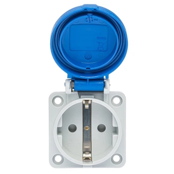 Розетка силова SCHUKO 16A 250В 2P+E IP54 IDE Синій (452)