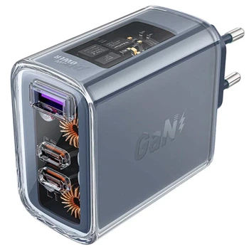 Зарядне мережеве ACEFAST A45 PD65W GaN 2хType-C 1хUSB швидка зарядка для телефонів Android iOs Apple Сірий
