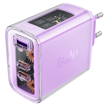 Зарядне мережеве ACEFAST A45 PD65W GaN 2хType-C 1хUSB швидка зарядка для телефонів Android iOs Apple Фіолетовий