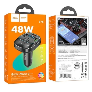 FM модулятор для автомобиля Hoco E76 bluetooth USBQC3.0 PD45W (57978)