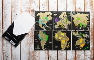 Набір скретч листівок з континентами «Map of the World» ENG