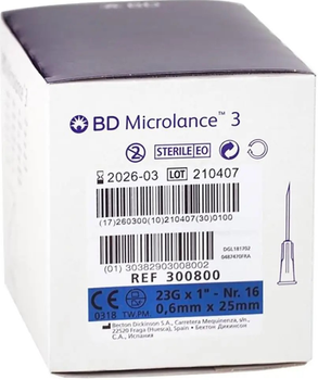 Igła do strzykawki BD Hypodermic Needle Microlance Ultrafine 0.6 mm x 25 mm 100 szt (0382903008001)