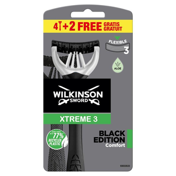 Одноразові станки для гоління Wilkinson Sword Xtreme 3 Black Edition 4+2 шт (4027800510948)