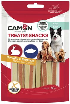 Ласощі для собак Camon Сендвіч із кроликом і тріскою 11 см 80 г (8019808217437)