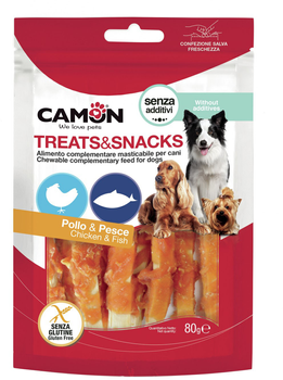 Ласощі для собак Camon Treats and Snacks Рулетики з куркою та тріскою 80 г (8019808161556)