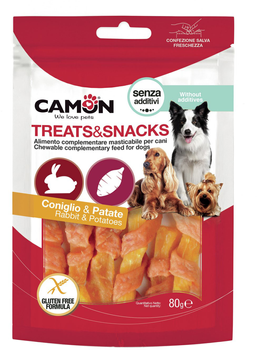 Ласощі для собак Camon Treats and Snacks Стрипси з кролика та батату 80 г (8019808161570)