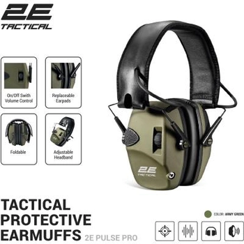 Навушники для стрільби 2E Pulse Pro NRR 22 dB активні Army Green (2E-TPE026ARGN)