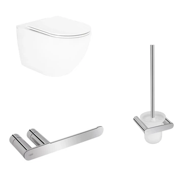 Унитаз подвесной Qtap Robin Rimless 575x360x360 мм с сиденьем Slim + ПОДАРОК Ершик подвесной QT + Держатель бумаги QT