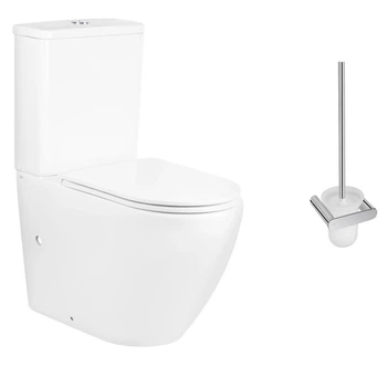 Унітаз підлоговий Qtap Robin Rimless 665x380x845 мм із сидінням Slim Duroplast + ПОДАРУНОК Йоржик підвісний QT Chrome