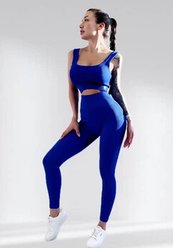 Костюм для фітнесу жіночий LILAFIT комплект лосіни та топ блакитний (LFS000012) розмір S