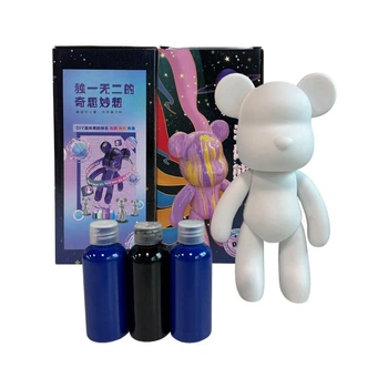 Набор для творчества Флюидный Мишка Раскраска DIY Creative Fluid Bear 23см виниловый 3 краски в комплекте Blue