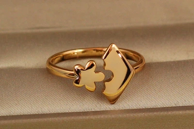 Кольцо Xuping Jewelry Пазл раздвижное 16 и больше золотистое