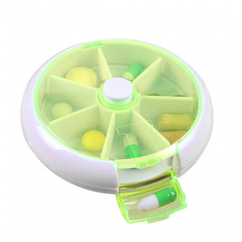 Органайзер для таблеток пластиковий зелений MVM PC-05 круглий на 7 секцій
