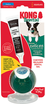 Piłka dentystyczna + żel Tropiclean Kong Dental Ball & Teeth Cleaning Gel dla psów 11-25 kg (0645095005884)