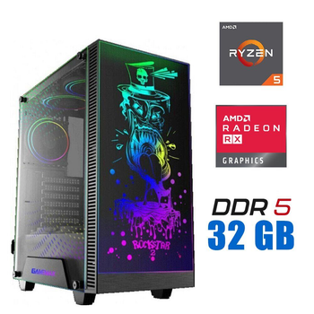 Игровой ПК Tower / AMD Ryzen 5 7500F (6 (12) ядер по 3.7 - 5.0 GHz) / 32 GB DDR5 / 1000 GB SSD M.2 / AMD Radeon RX 7800 XT, 16 GB GDDR6, 256-bit / 700W