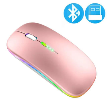 Беспроводная компьютерная мышь OLOPKY Bluetooth + 2.4G с индикатором заряда, розовая (79394374)