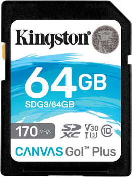 Kingston SDXC 64GB Canvas Go! Plus Class 10 UHS-I U3 V30 (SDG3/64GB)