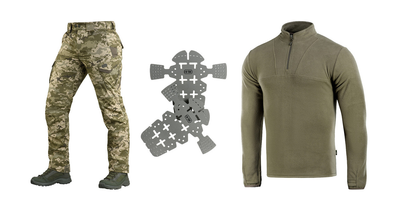 M-tac комплект штаны тактические с вставными наколенниками пиксель кофта олива уставные XS