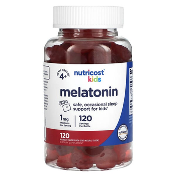 Дитячі таблетки для покращення сну з мелатоніном Nutricost мелатонін для дітей 1 мг 120 жувальних таблеток