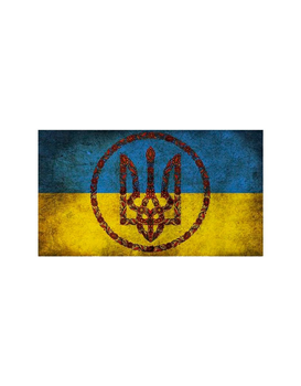 Шеврон патч " Флаг Украины с трезубцем Вышиванка " на липучке велкро