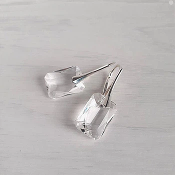 Сережки класичні Hand Made з прозорими кристалами Swarovski Emerald Cut