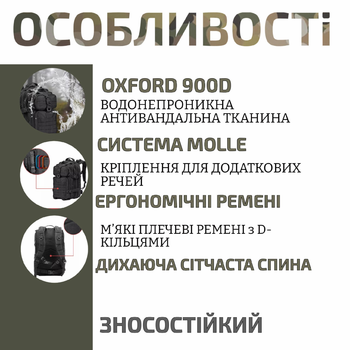 Тактичний штурмовий армійський рюкзак койот 45л / військовий рюкзак (арт.7816)