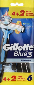Одноразові станки для гоління чоловічі Gillette Blue 3 Smooth 4 + 2 шт