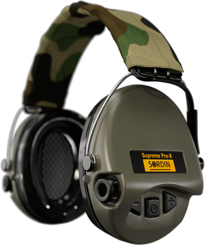 Навушники Sordin Supreme Pro X з заднім тримачем. 4 режими. Колір: зелений