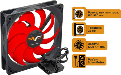 Вентилятор Frime FRF120 3Pin 120 мм Black/Red (FRF120HB3)