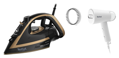 Праска Tefal PUREGLISS Coppertinto & Black FV8064E0 + Ручний складаний відпарювач Tefal ORIGIN TRAVEL DT1020E1 (Комплект)